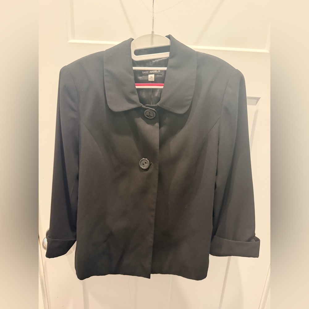 Giorgio Sant Angelo Size 14 Black Career Blazer Jacket Work Office